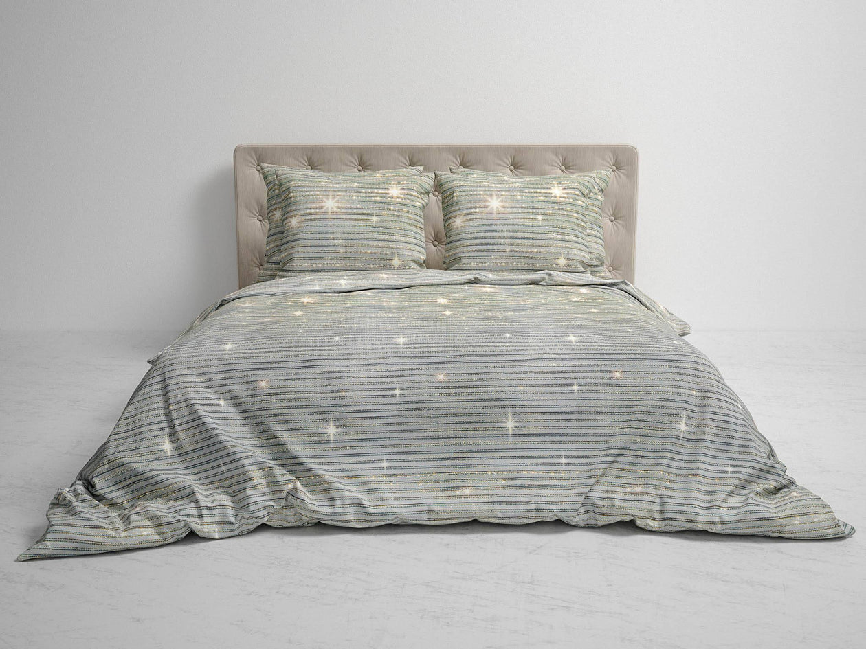 Housse de couette en flanelle grise Heckett Lane Noah Étoiles étoilées scintillantes