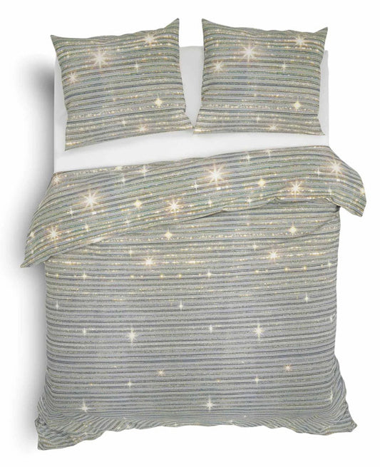 Housse de couette en flanelle grise Heckett Lane Noah Étoiles étoilées scintillantes
