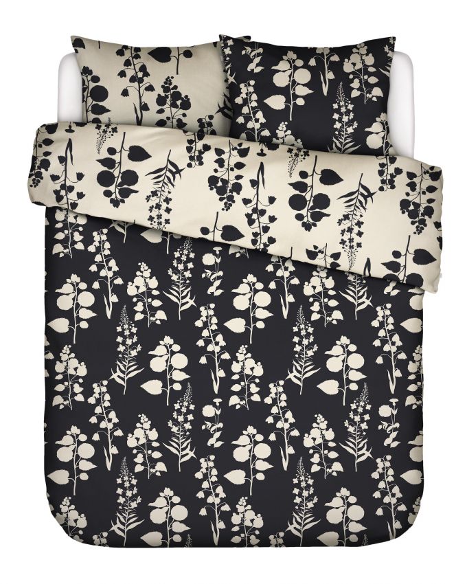 Essenza Liva black/offwhite dekbedovertrek katoensatijn