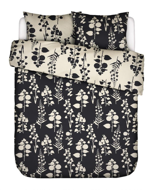 Essenza Liva black/offwhite dekbedovertrek katoensatijn