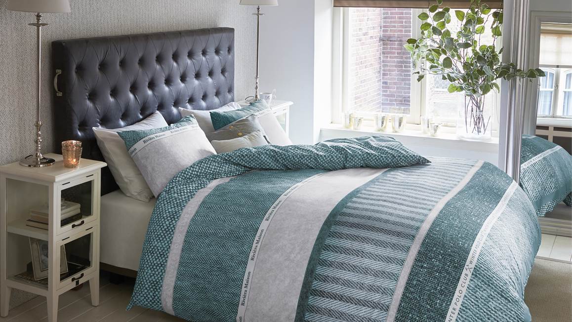 Riviera Maison flanel Happy Winter Green dekbedovertrek