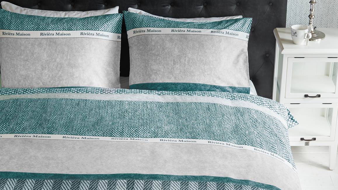 Riviera Maison flanel Happy Winter Green dekbedovertrek