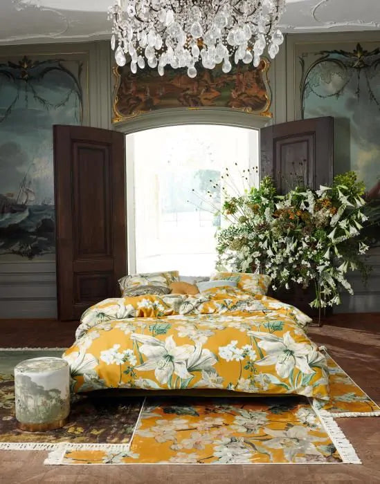 Housse de couette en satin de coton Essenza Rosalee Moutarde 215 fils