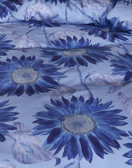 Essenza Yule Chambray blue dekbedovertrek katoensatijn 215TC