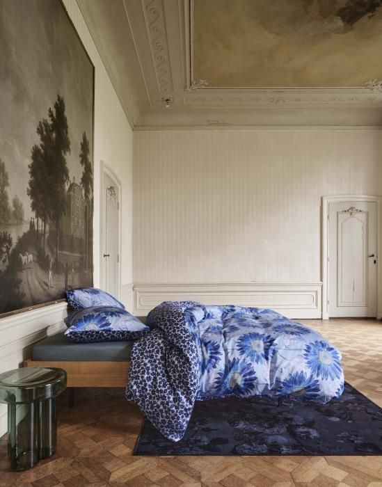 Essenza Yule Chambray blue dekbedovertrek katoensatijn 215TC