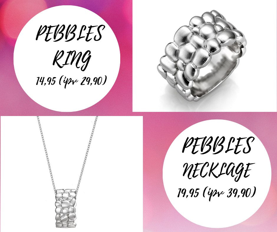 Mylene Pebbles ketting en ring white