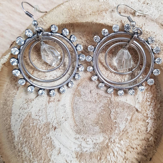 Boucles d'oreilles longues en argent bling