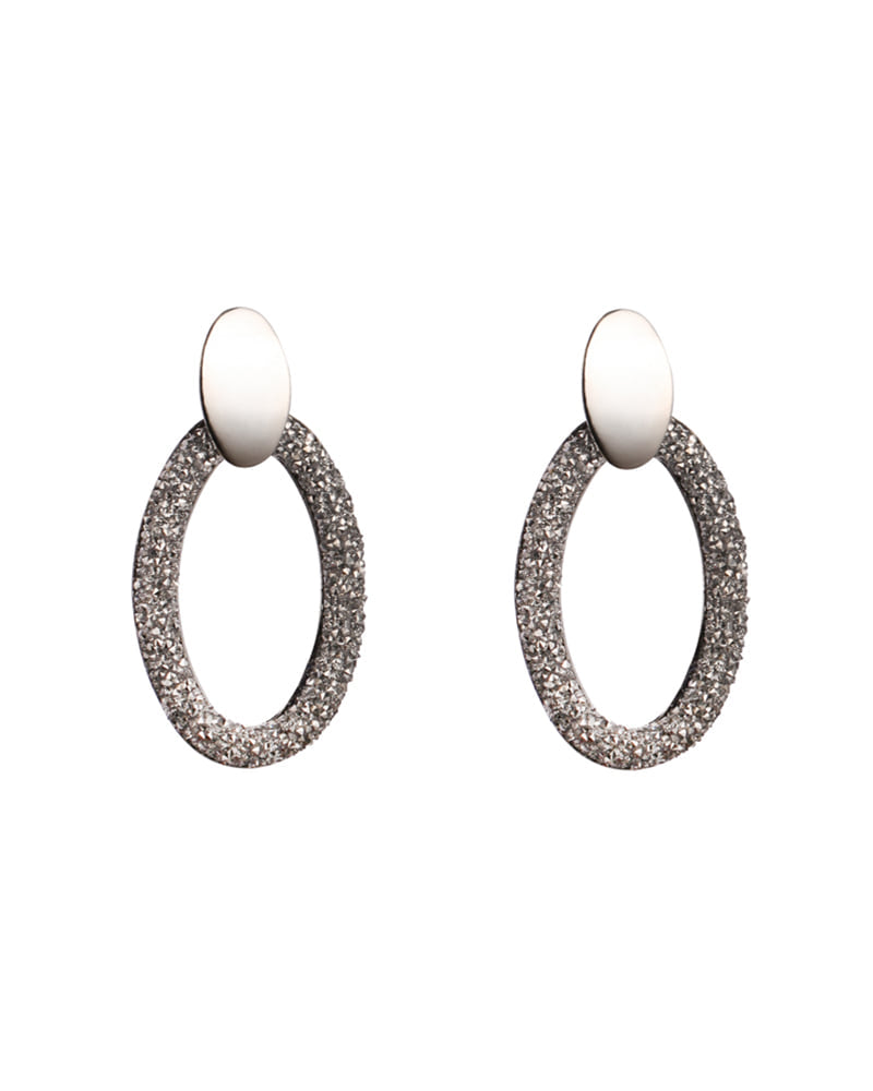 Oorbellen groot ovaal shape bling