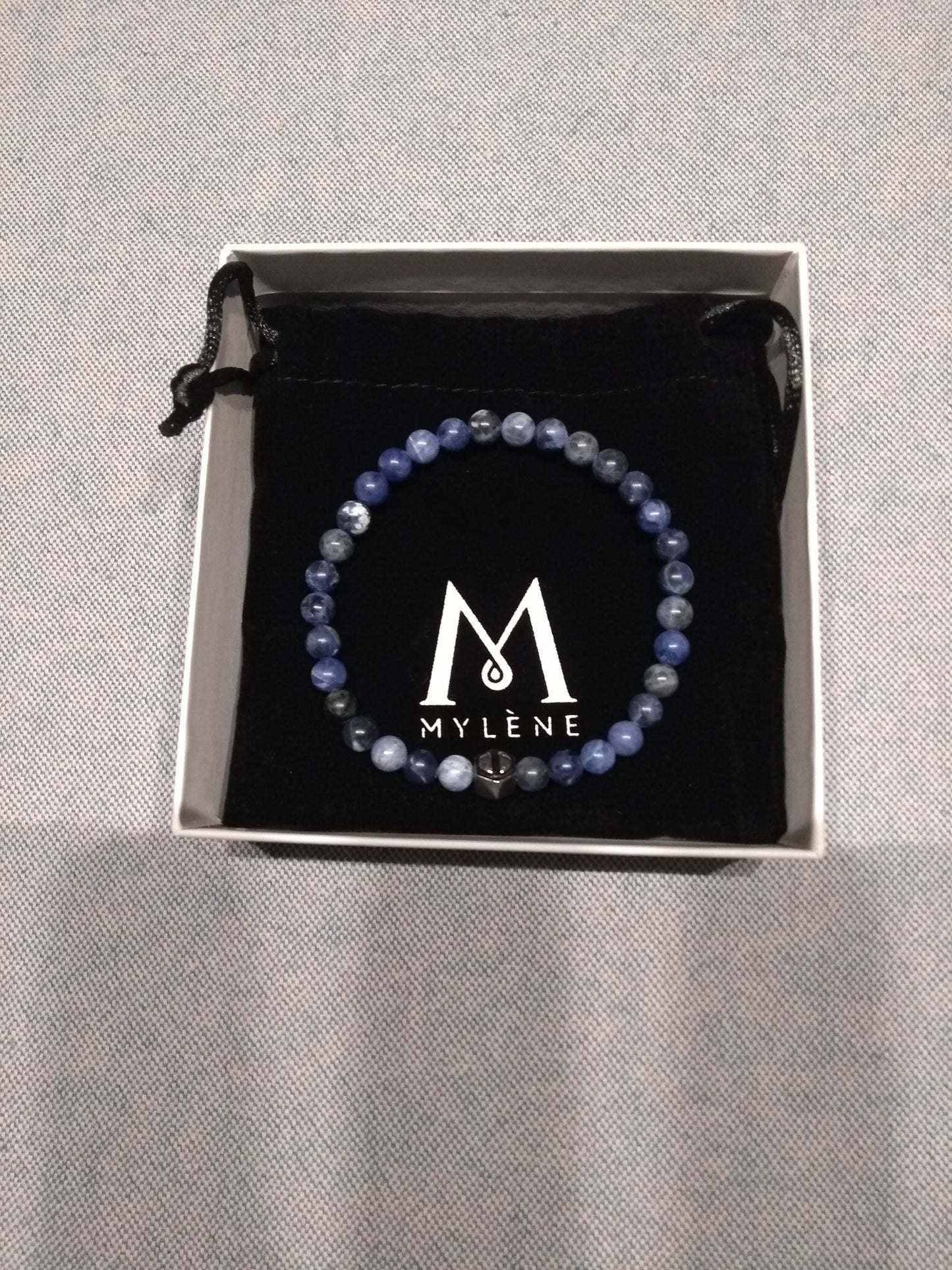 Mylene heren beads armband, natuurstenen; obsidiaan, sodaliet en agaat