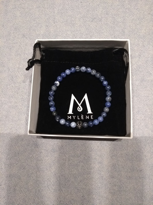 Mylene heren beads armband, natuurstenen; obsidiaan, sodaliet en agaat
