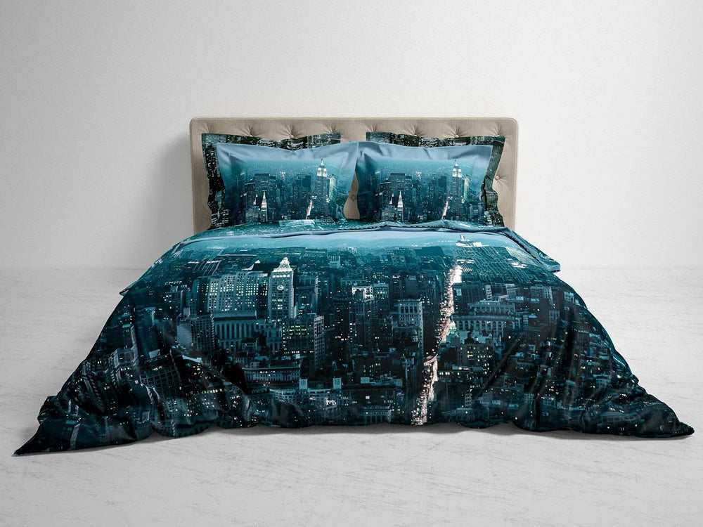 Housse de couette en satin de coton Heckett Lane Brasco, gratte-ciel de New York