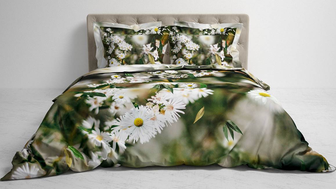 Housse de couette en satin de coton Heckettlane Camilla fleurs blanches camomille; paix