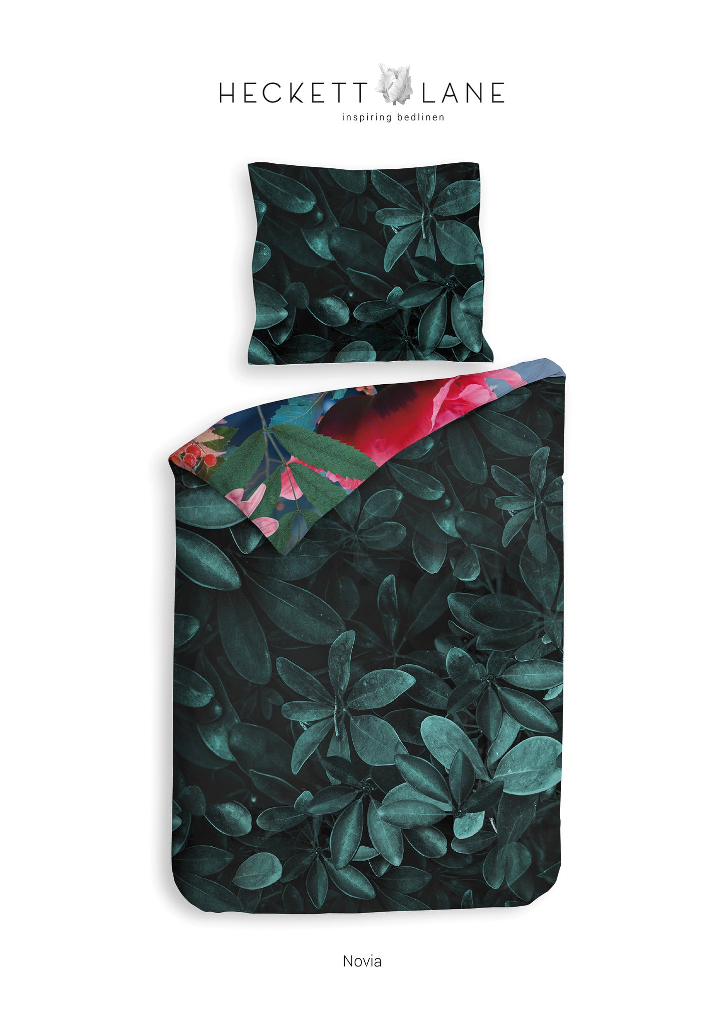 Heckett Lane Novia housse de couette en satin de coton dahlias
