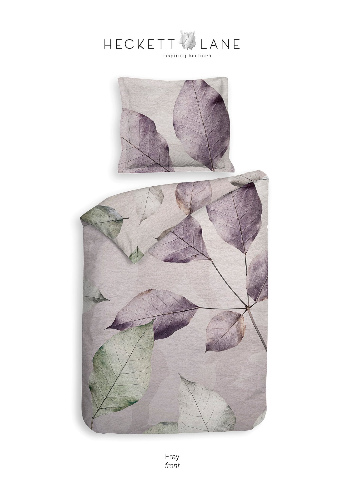 Housse de couette en sergé Heckett Lane Eray feuilles lilas
