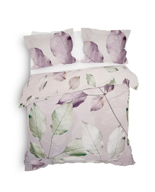 Housse de couette en sergé Heckett Lane Eray feuilles lilas