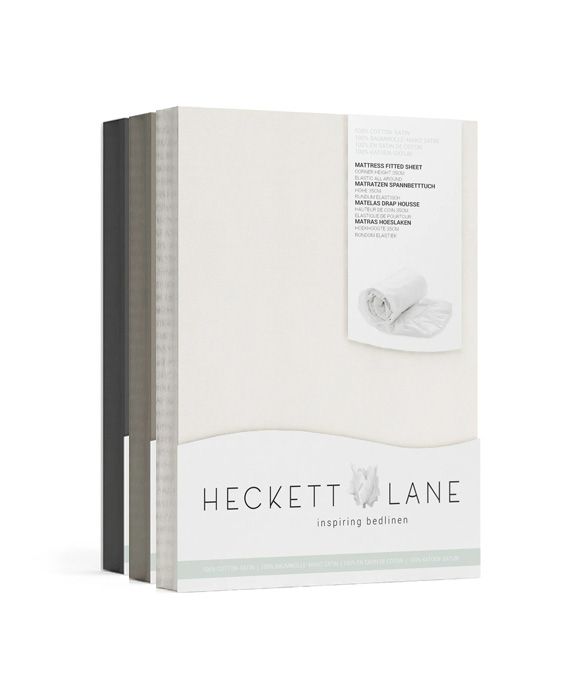 Heckett Lane hoeslaken Elementi uni katoen satijn; wit, white