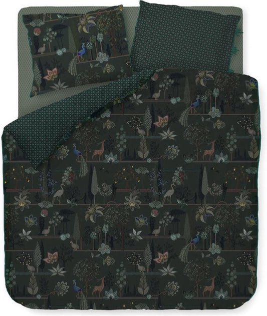 Pip Studio Alberi Dark Green percal 200TC dekbedovertrek pauwen, herten