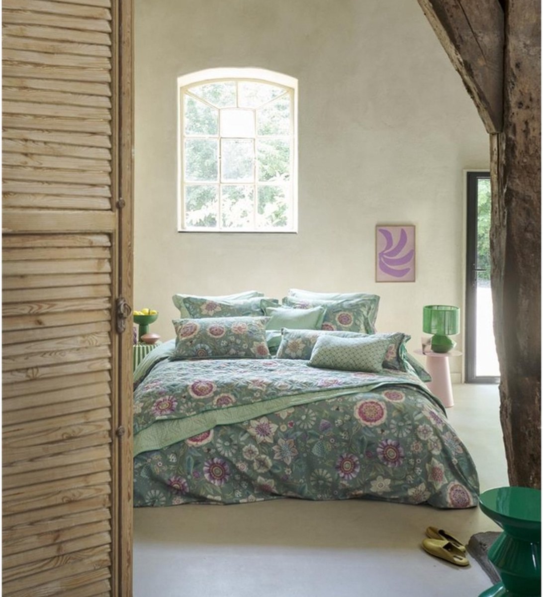 Pip Studio Viva Las Flores green pastel perkal 200TC dekbedovertrek