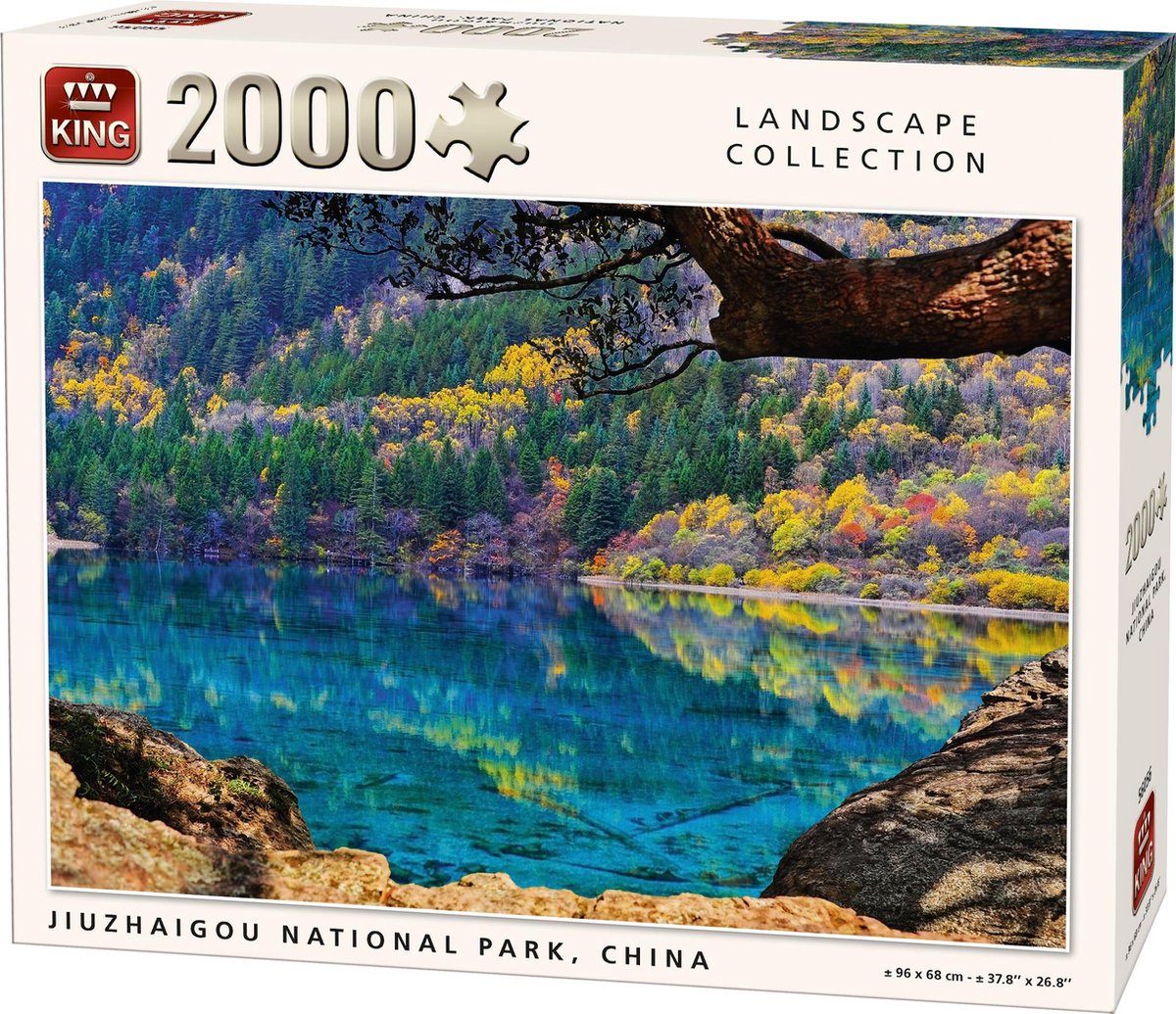 King Puzzel 2000 Stukjes (96 x 68 cm) - Jiuzhaigou National Park China - Legpuzzel Landschap
