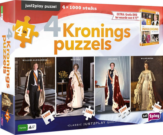 Kroningspuzzel, 4x1000 stukjes, Just Games in de seal