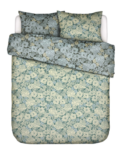 Essenza Camille Reef Green twill (flanel) dekbedovertrek vintage rozen