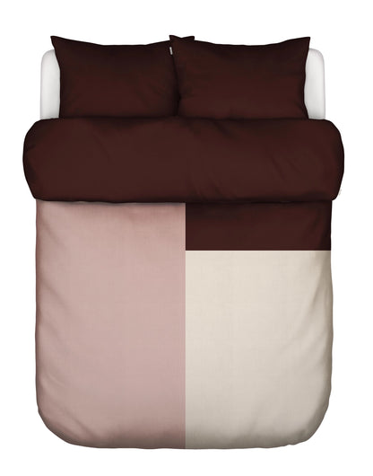 Marc O'Polo Ewon Crimson Brown dekbedovertrek GOTS katoensatijn 218TC symmetrisch patroon