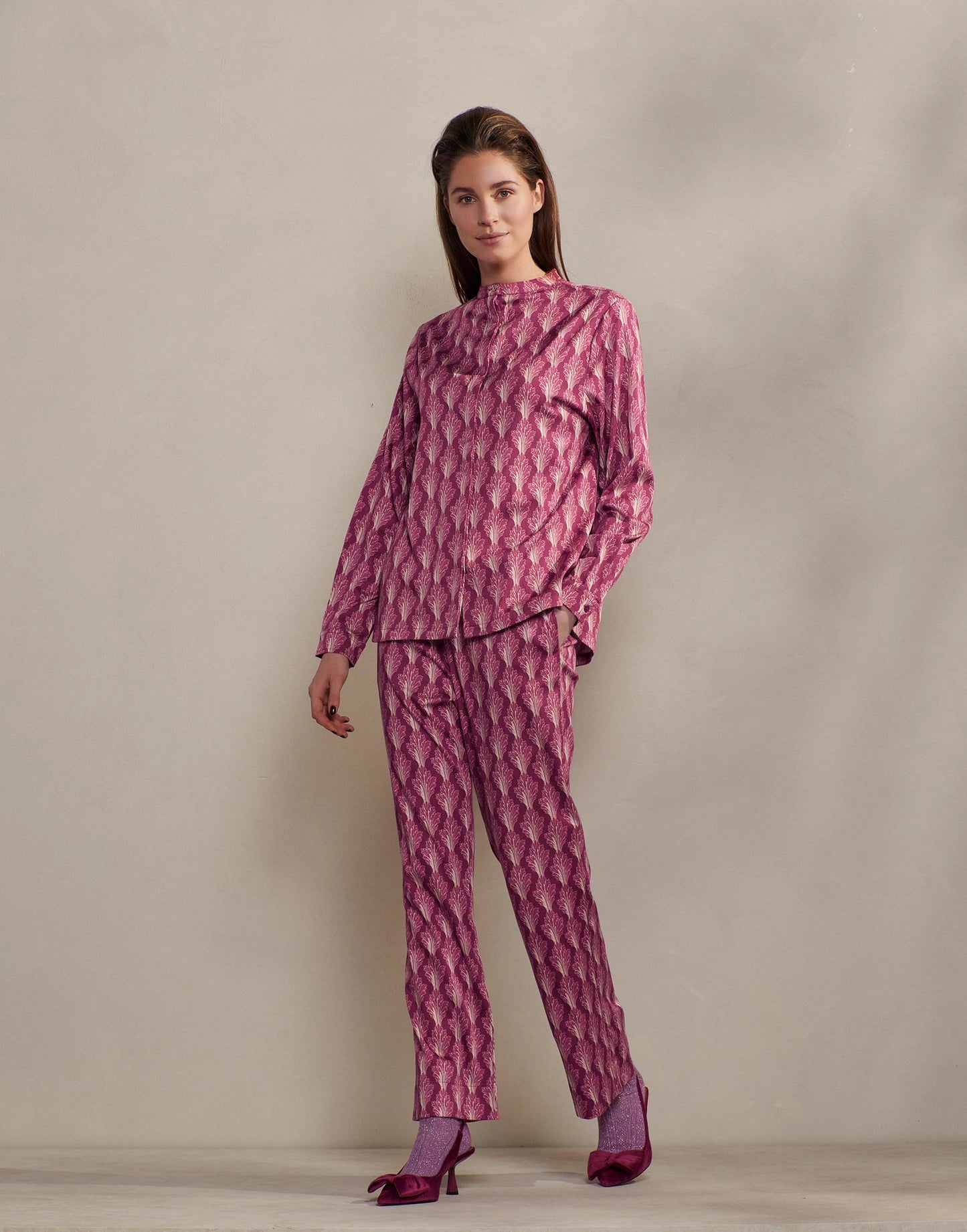 Essenza Marie Tesse Woven top long sleeve cherry red