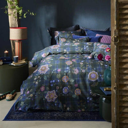 Pip Studio Flores Felices Dark Blue katoen twill (flanel) dekbedovertrek
