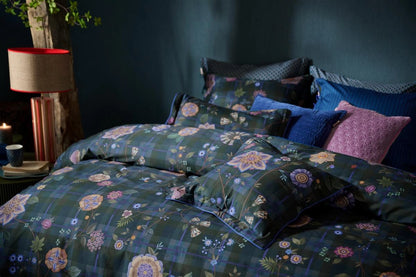 Pip Studio Flores Felices Dark Blue katoen twill (flanel) dekbedovertrek