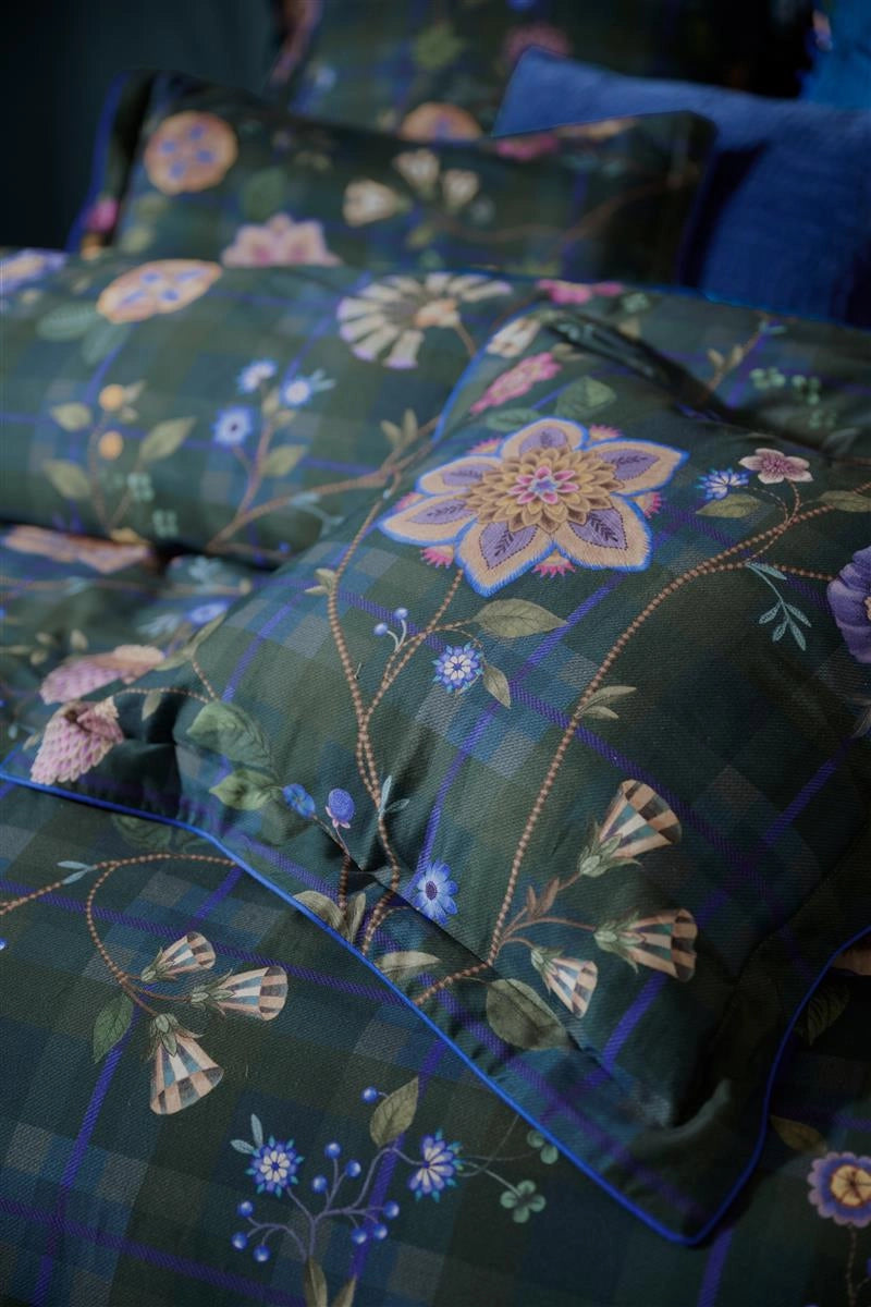 Pip Studio Flores Felices Dark Blue katoen twill (flanel) dekbedovertrek