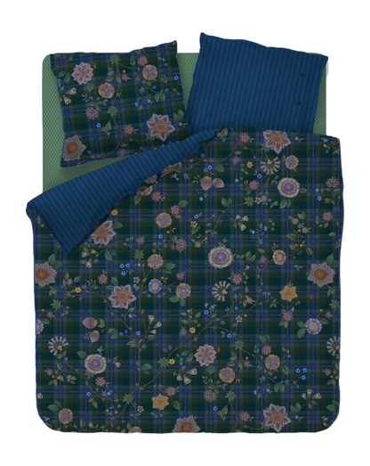 Pip Studio Flores Felices Dark Blue katoen twill (flanel) dekbedovertrek