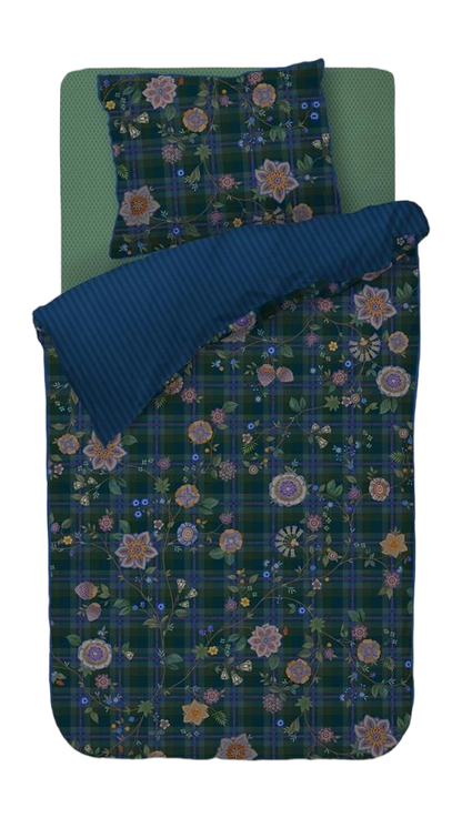 Pip Studio Flores Felices Dark Blue katoen twill (flanel) dekbedovertrek