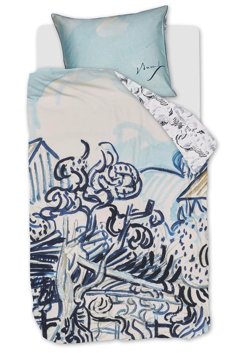 Beddinghouse Vincent van Gogh Vieux Vignoble Blue dekbedovertrek katoensatijn 220TC