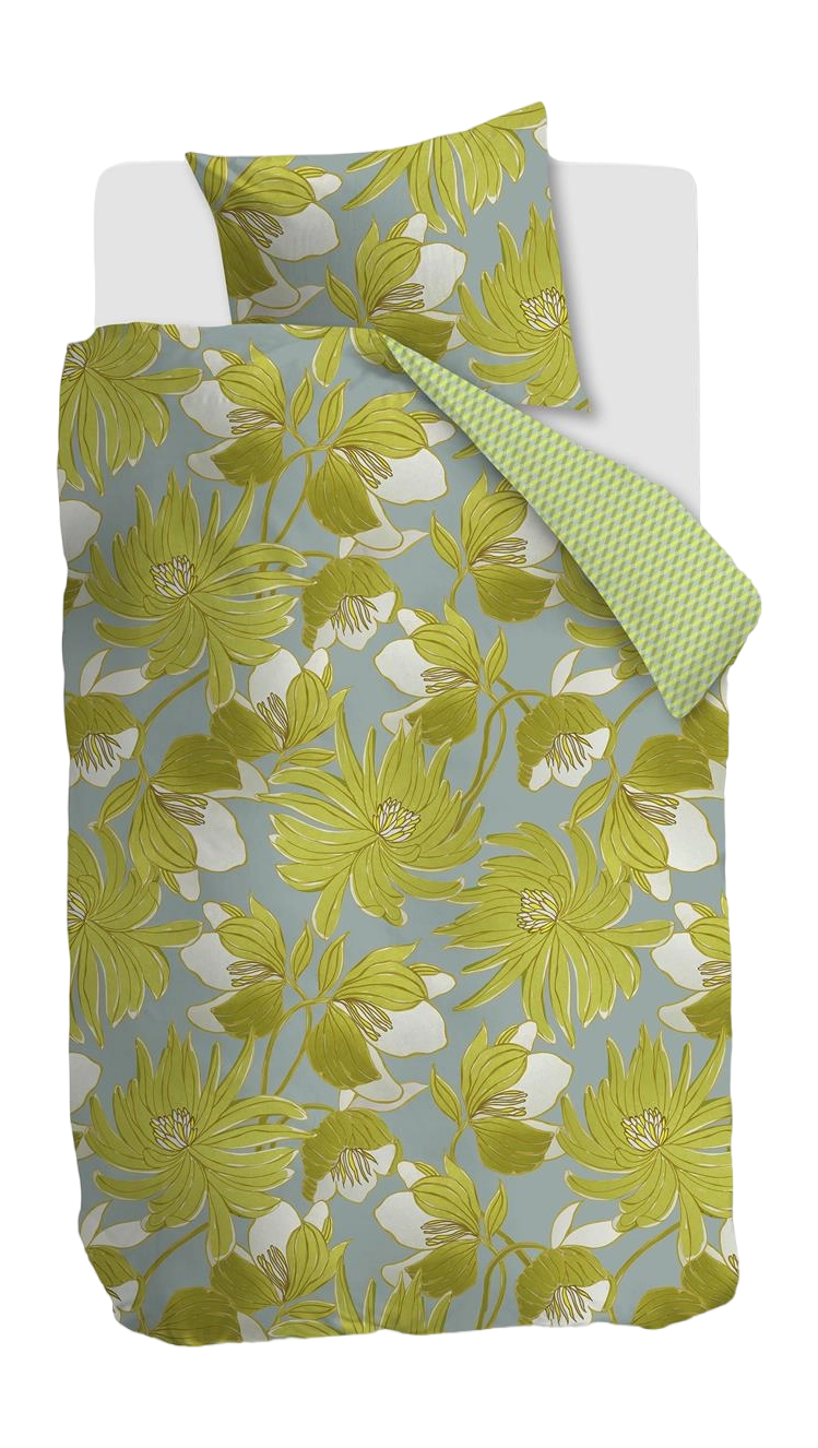 Oilily Melodi Green katoensatijn 200TC dekbedovertrek retro