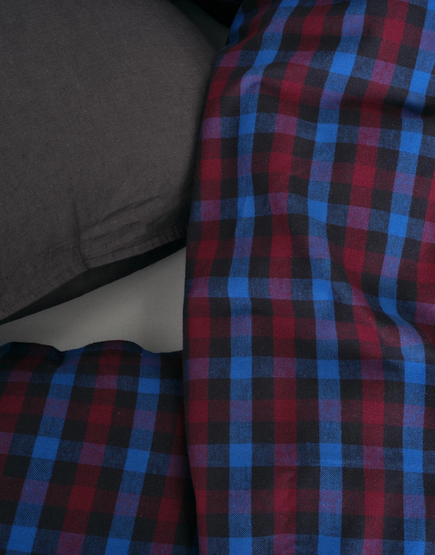 Marc O'Polo Rune Dark Navy flanel dekbedovertrek ruit garen geverfd