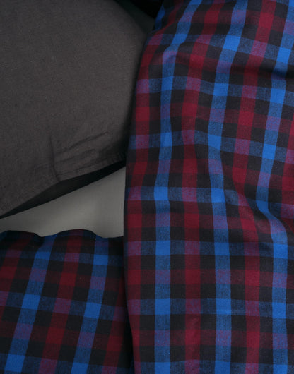 Marc O'Polo Rune Dark Navy flanel dekbedovertrek ruit garen geverfd