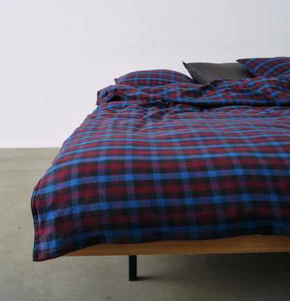 Marc O'Polo Rune Dark Navy flanel dekbedovertrek ruit garen geverfd