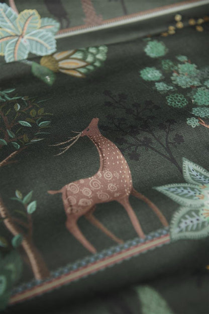 Pip Studio Alberi Dark Green percal 200TC dekbedovertrek pauwen, herten