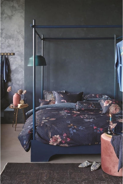 Pip Studio Tokyo Bouquet Dark Blue percale katoen dekbedovertrek bloemen