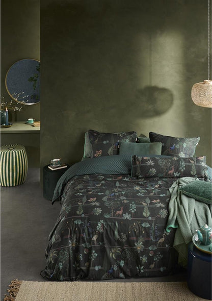 Pip Studio Alberi Dark Green percal 200TC dekbedovertrek pauwen, herten