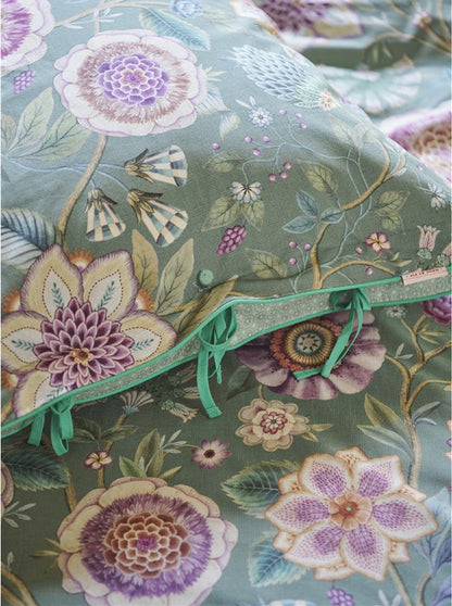 Pip Studio Viva Las Flores green pastel perkal 200TC dekbedovertrek