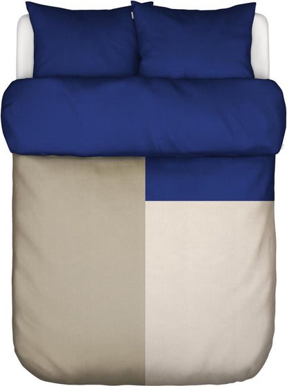 Marc O'Polo Ewon Cool cobalt dekbedovertrek GOTS katoensatijn 218TC symmetrisch patroon