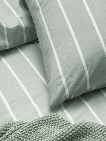 Marc O'Polo Torsken Smoke Green dekbedovertrek 50% hennep en 50% tencel yarn-dyed garengeverfd