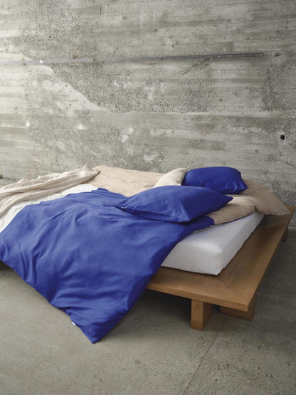 Marc O'Polo Ewon Cool cobalt dekbedovertrek GOTS katoensatijn 218TC symmetrisch patroon