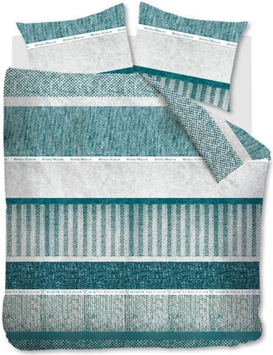 Riviera Maison flanel Happy Winter Green dekbedovertrek