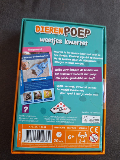 Dieren poep Weetjes Kwartet Identity games