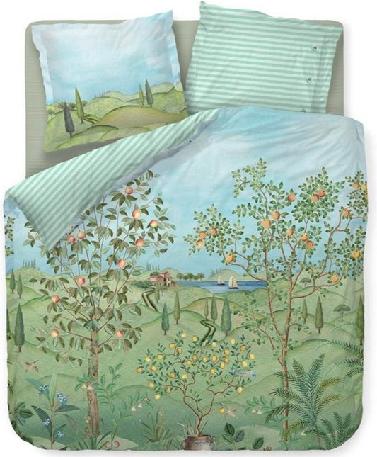 Pip Studio La Campagna Green perkal 200TC dekbedovertrek Toscaans landschap