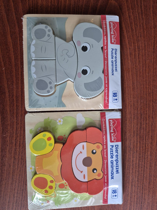 Kinderpuzzels olifant en leeuw