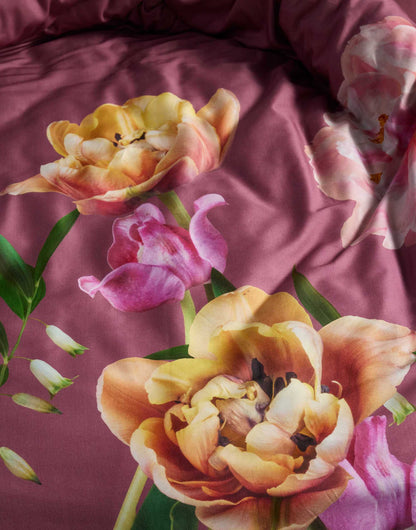 Essenza Eloise Mauve dekbedovertrek tulpen katoensatijn 215TC