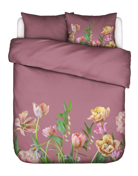 Essenza Eloise Mauve dekbedovertrek tulpen katoensatijn 215TC